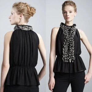 Robert Rodriguez Ruffled Peplum Sleeveless Top